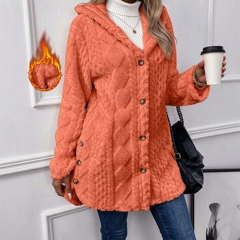 Women's Hooded Double-Sided Fleece Cardigan Long Sleeve Casual Warm Outerwear 🧥
