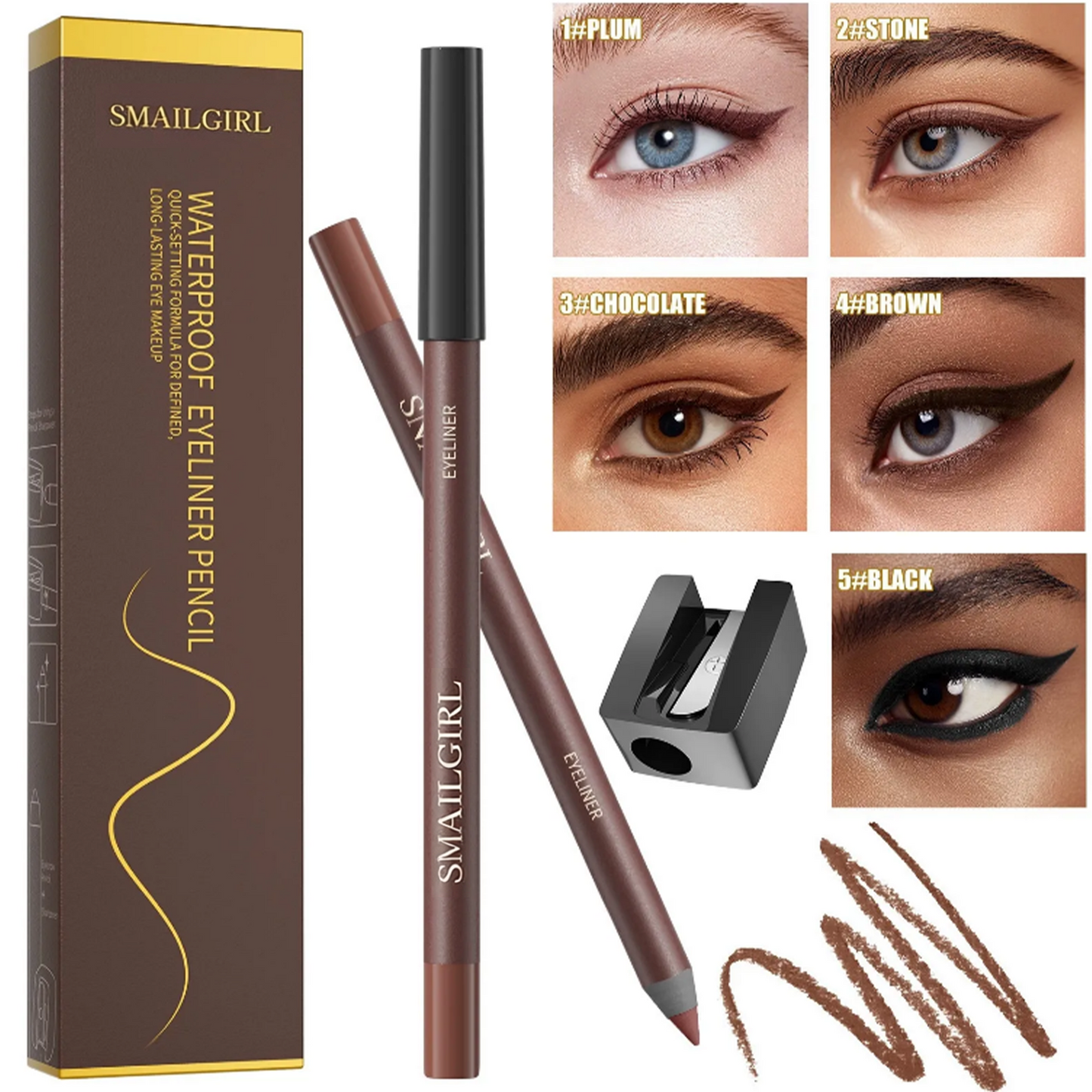 24HR Waterproof Eyeliner Pencil, Smudge-Proof Long-Lasting Eye Liner ✏️