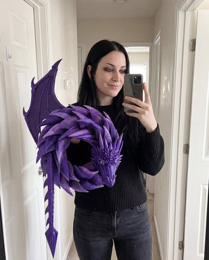 Handmade 3D Coiled Dragon Wreath | Unique Front Door Fantasy Decor🐉