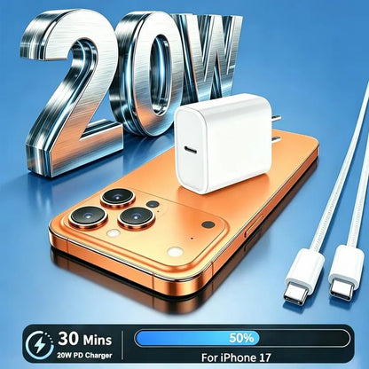 20W Super Fast USB-C Charger with Type-C to C Cable Kit 🔌