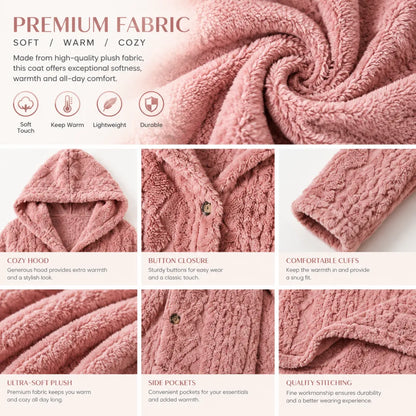 Women's Hooded Double-Sided Fleece Cardigan Long Sleeve Casual Warm Outerwear 🧥