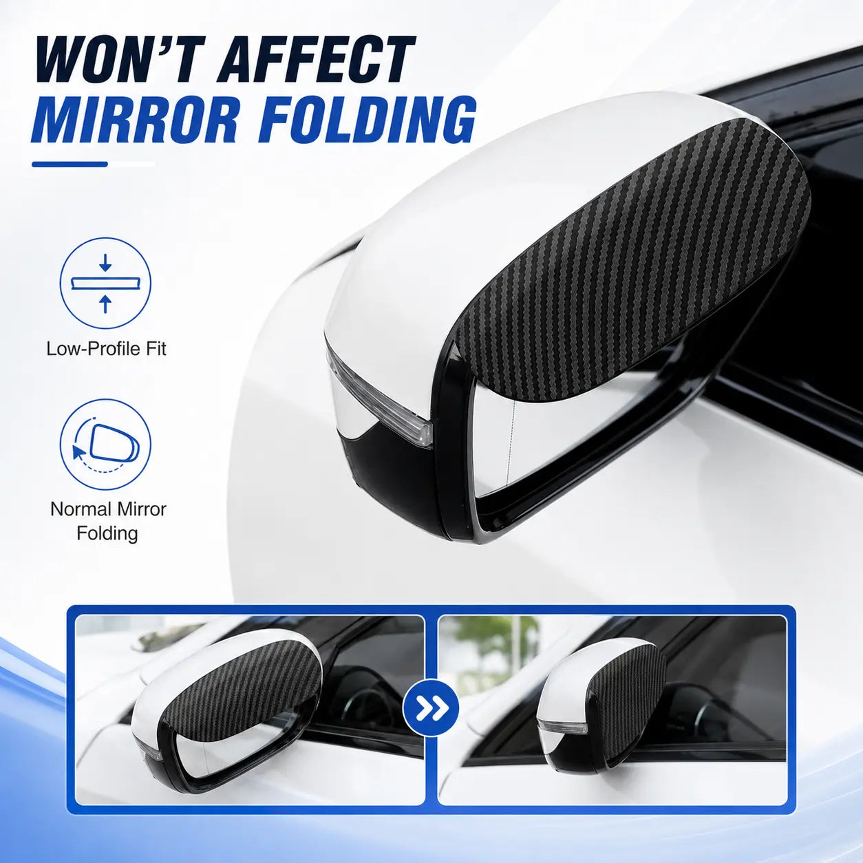 2PCS Car Side Mirror Rain Guards - Carbon Look ABS Visor Covers 🌧️