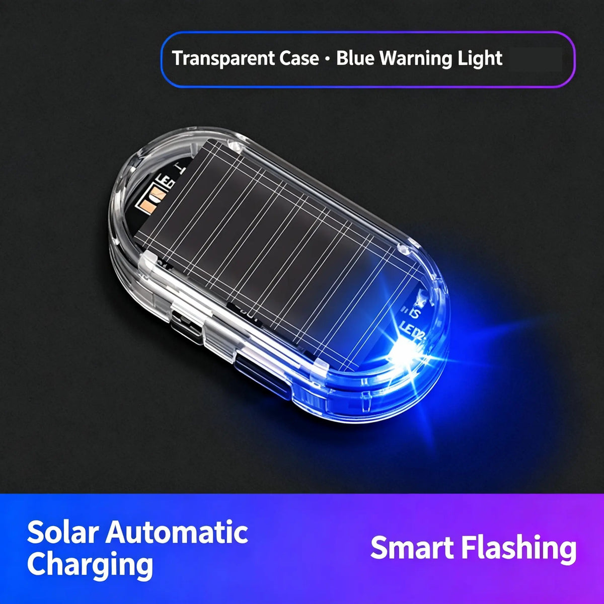 2PCS Solar Powered Fake Car Alarm Light, Auto Light Sensor LED Simulated Security Warning Light🚨