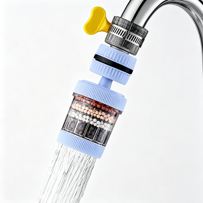 1 Count, 6 Layer Filtration Faucet Water Filter 360 Degrees Rotatable Splash Free💧