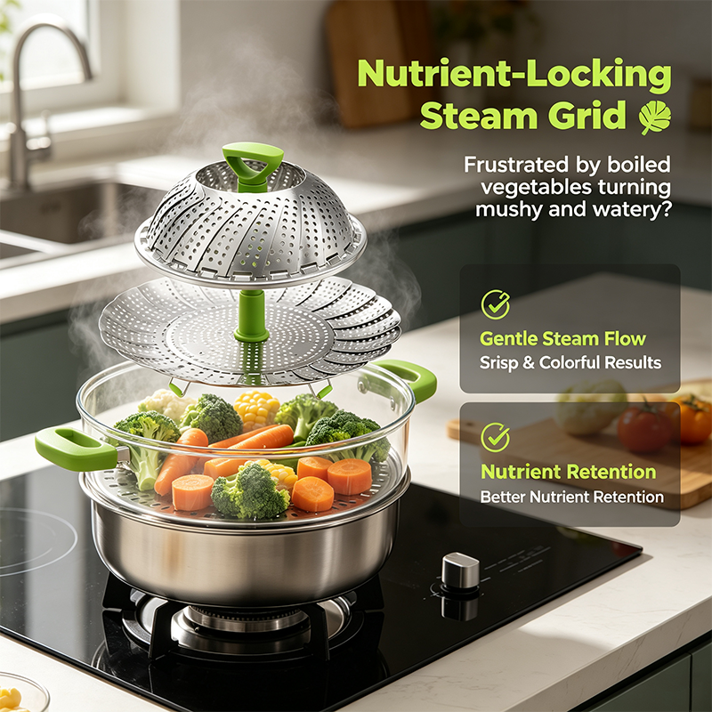 Vegetable Steamer Basket for Cooking Food, Stainless Steel Veggie Steam Basket🍲