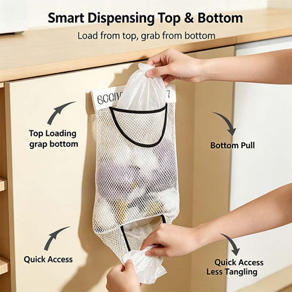 Grocery Garbage Bag Holder Trash Bag Dispenser Sticky Wall Mounted Mesh🛒