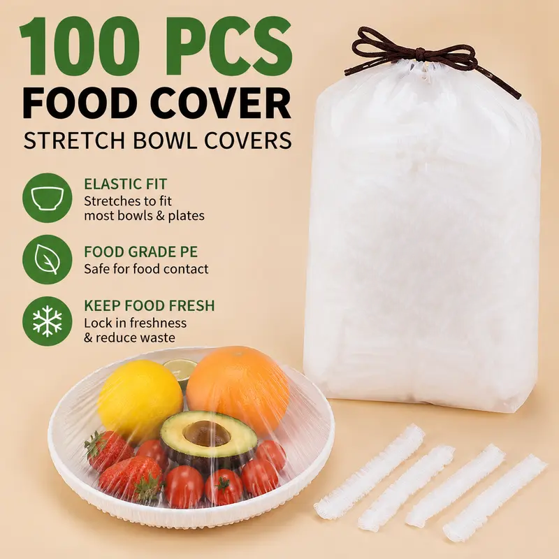100PCS Disposable Stretch Food Covers for Bowls🍎🥗