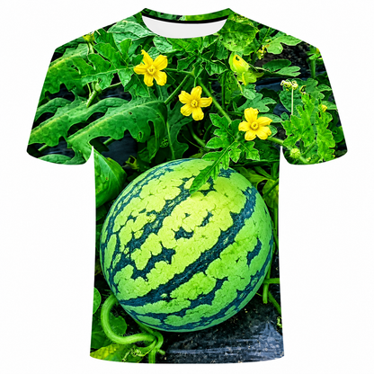Funny Men's Watermelon Graphic T-Shirt, Fruit Print Summer Tee🍉