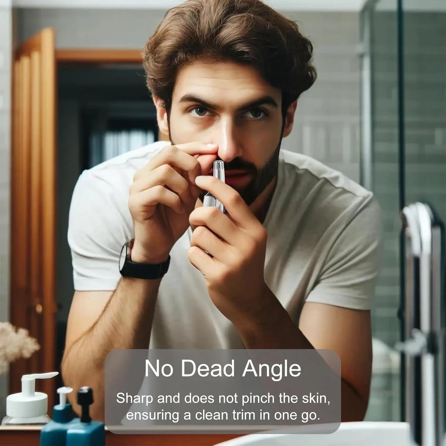 Manual Nose Hair Trimmer,Stainless Steel,Waterproof,No Battery Needed👃🧽