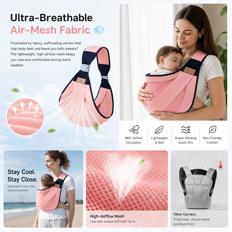 Adjustable single-shoulder portable strap | Lightweight and breathable mesh hip strap🧸