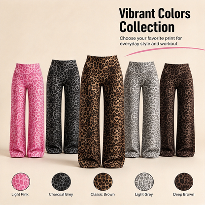 Women’s Light Simple Leopard-Print Wide-Leg Pants - Elastic Waistband, Fluid Drape 🐆