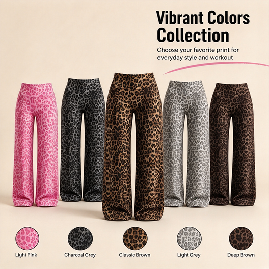 Women’s Light Simple Leopard-Print Wide-Leg Pants - Elastic Waistband, Fluid Drape 🐆