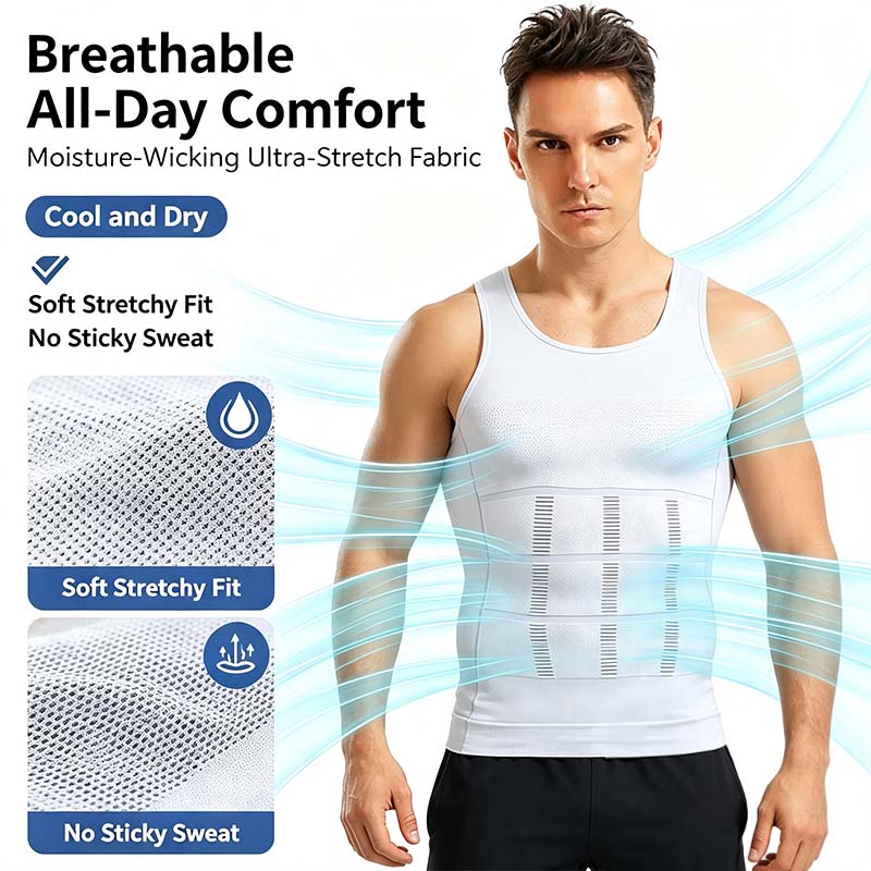 Men Round Neck Compression Tank Top,Men Shaping Vest,Men Sleeveless Shirt Shapewear💪 ✨