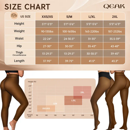 Women Fleece Lined Tights Body Slimming Leggings Sheer Fake Translucent 🖤