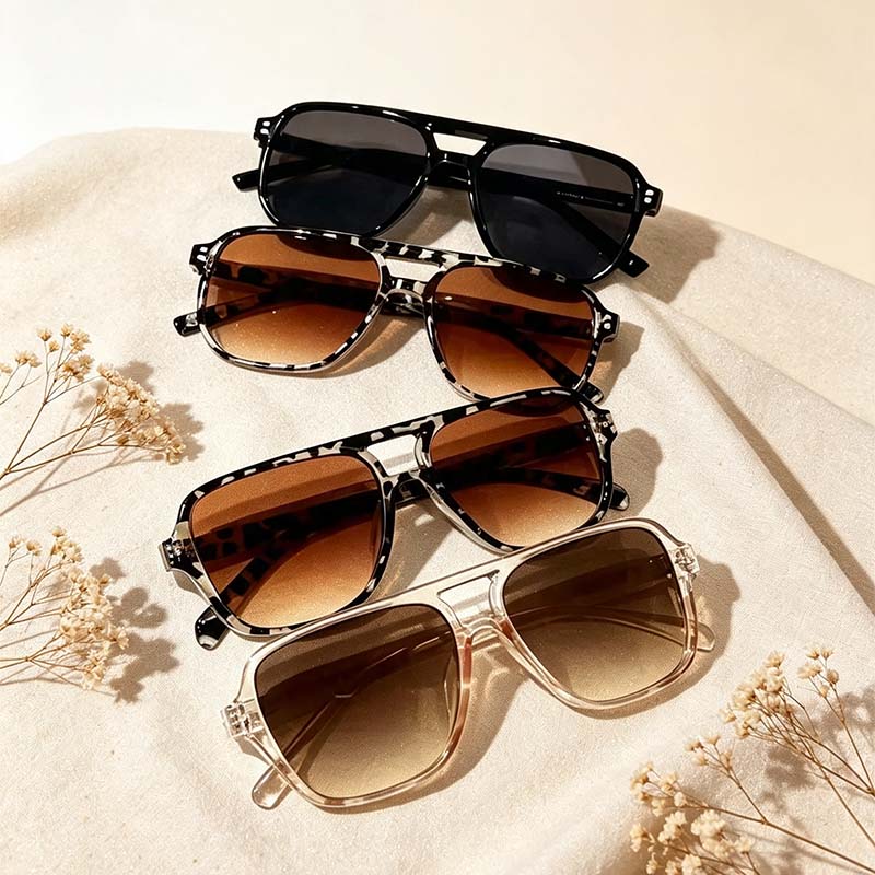 Women's Polarized Sunglasses Set - Y2K Unisex Double Bridge Aviator🕶️