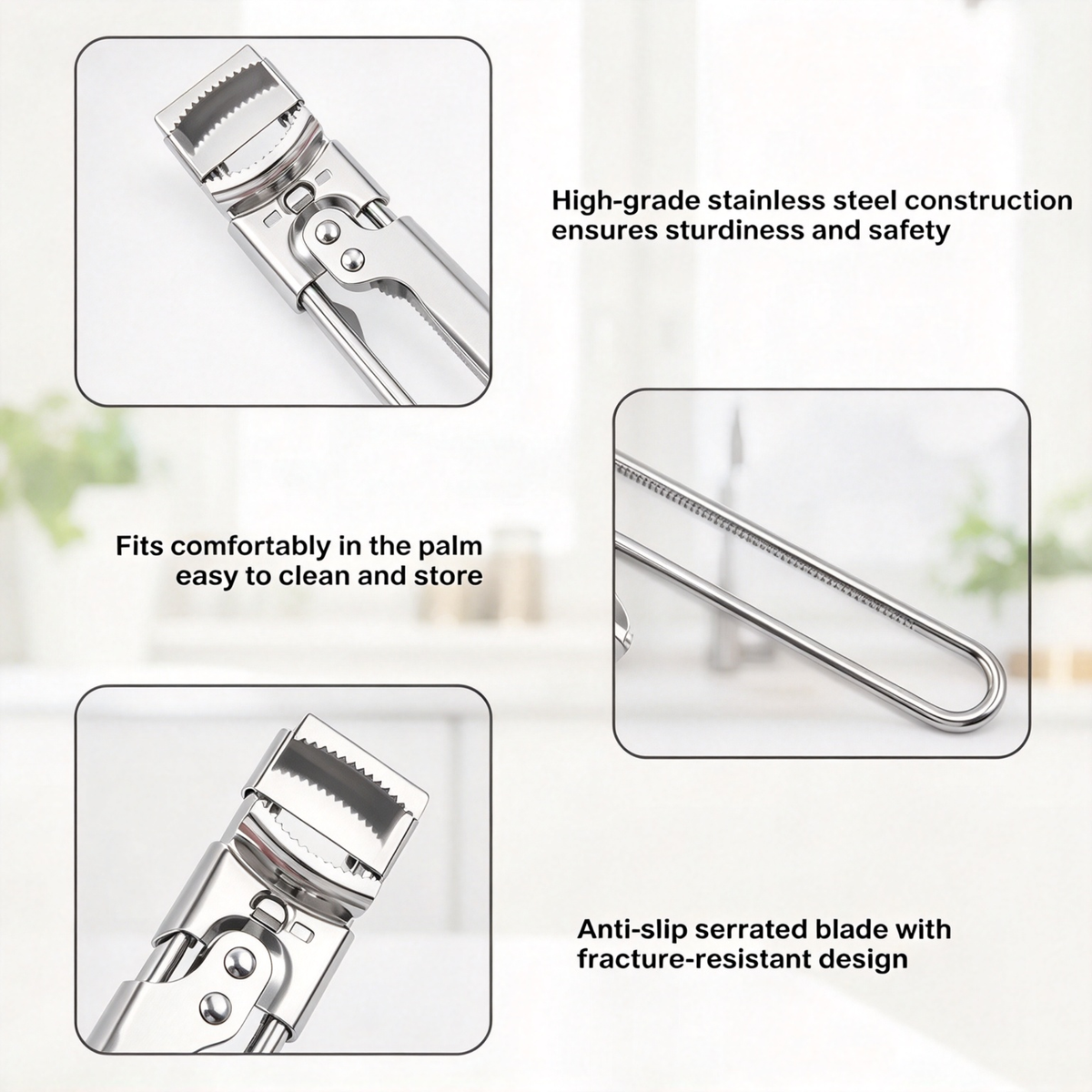 Multifunctional Adjustable Can Opener, Stainless Steel Jar Lid Opener Bottle Opener Tool 🍾
