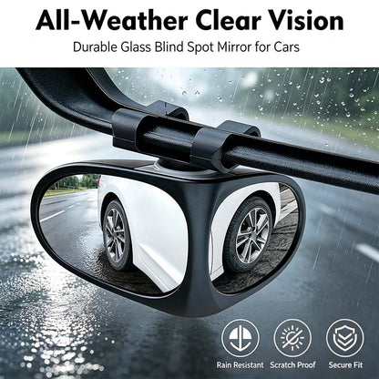 360° Rotatable Car Blind Spot Mirror Dual‑Lens Real Glass ABS Housing Adhesive🚗