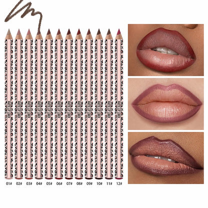 Full 12-Color Lip Liner Set – Matte High Pigment, Long-Lasting Non-Fading💋