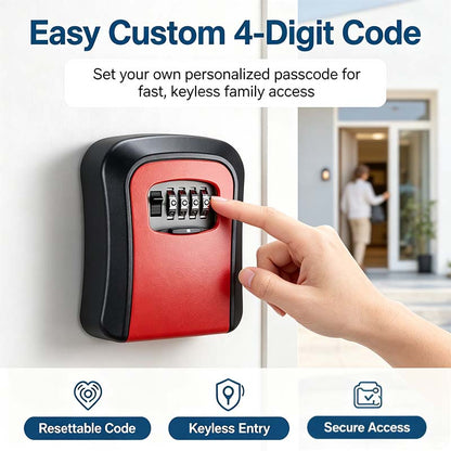 Wall Mount Key Lock Box - 4 Digit Combination Lockbox for Keys Safe Security🔑