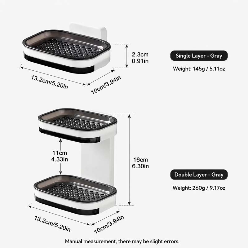 Wall Mounted Double-Layer Soap Bar Holder with Drainage Holes - Bathroom Accessory🧼