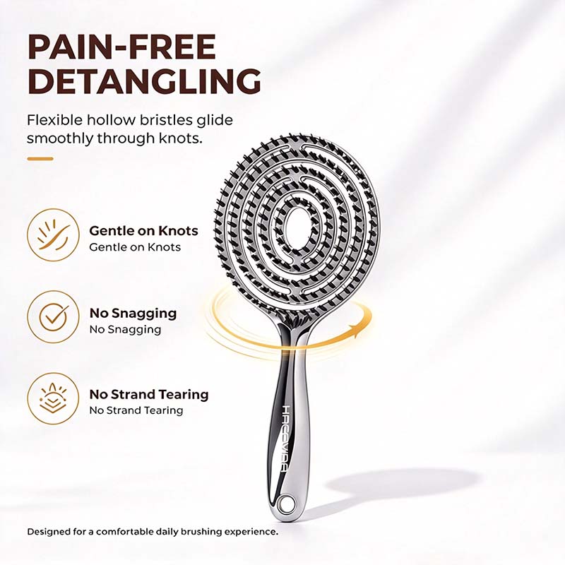 Anti-Static Hollow Round Bristle Brush - Massaging Design💇‍♀️✨