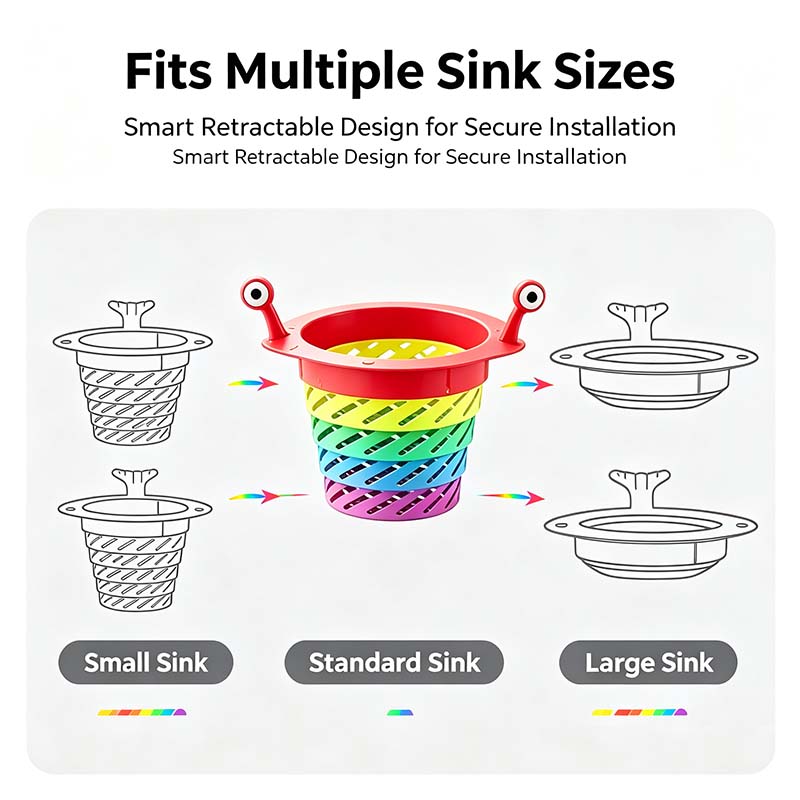 3PCS Rainbow Expandable Sink Strainer Basket, Rotatable Retractable Kitchen Sink Drain Filter🌈💧