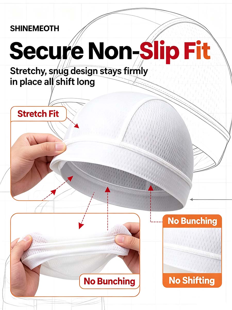 Full Mesh Cooling Helmet Liner Skull Cap - Ultra Breathable Sweat Wicking Hat for Hard Hats🧢