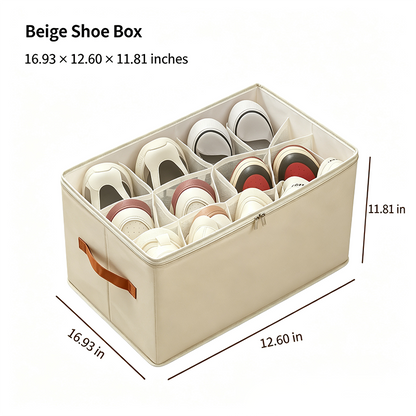 Foldable Shoe Organizer for Closet with Clear Cover, Large Stackable Shoe Storage Box✨