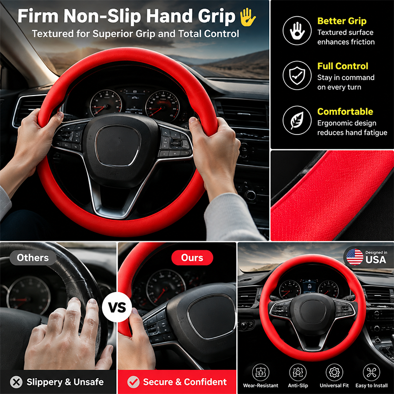 Universal Silicone Steering Wheel Cover, Non-Slip Soft Grip All Season Car 🚗