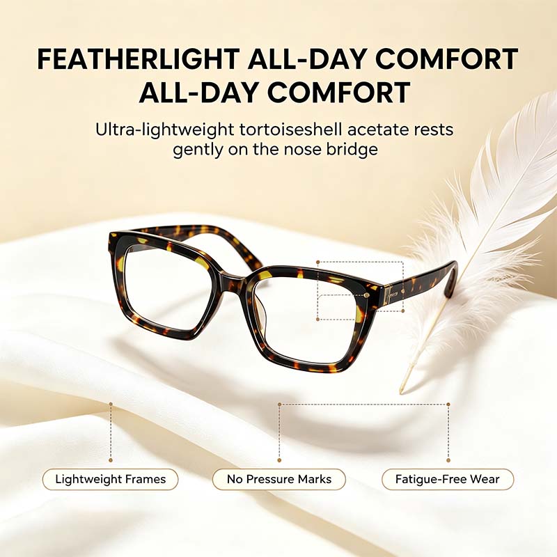 Lightweight Tortoiseshell Square Reading Glasses for Women & Men - Blue Light Blocking👓✨