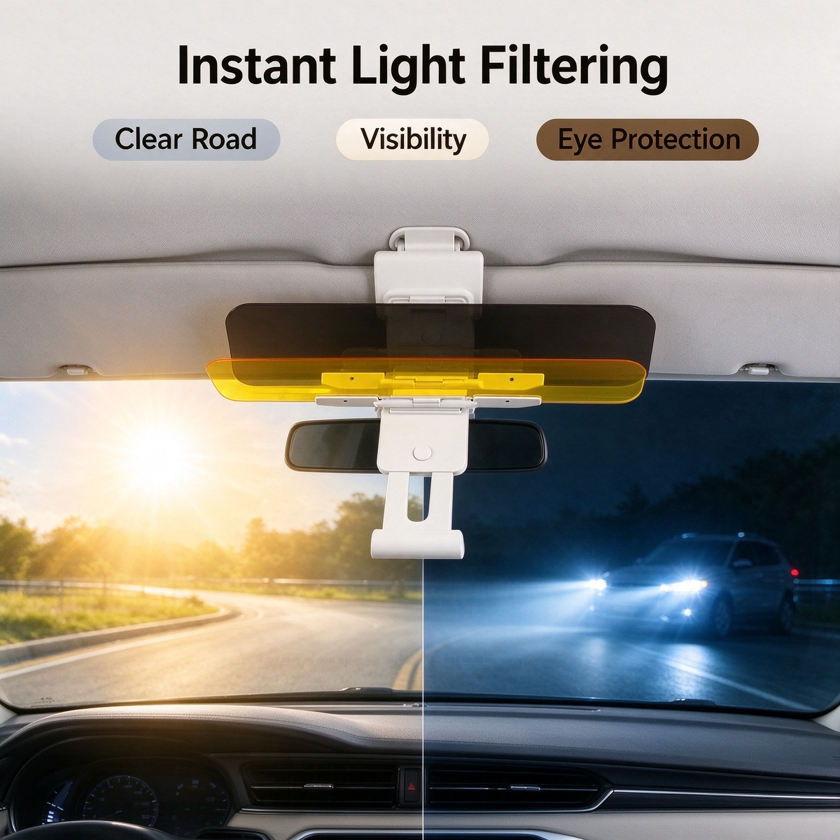 Adjustable Car Anti-Glare Sun Visor, Dual Color Day Night Driving Shield ☀️