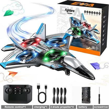 [# rc aircraft]Colorful LED Stunt Fighter Jet Drone ✈️