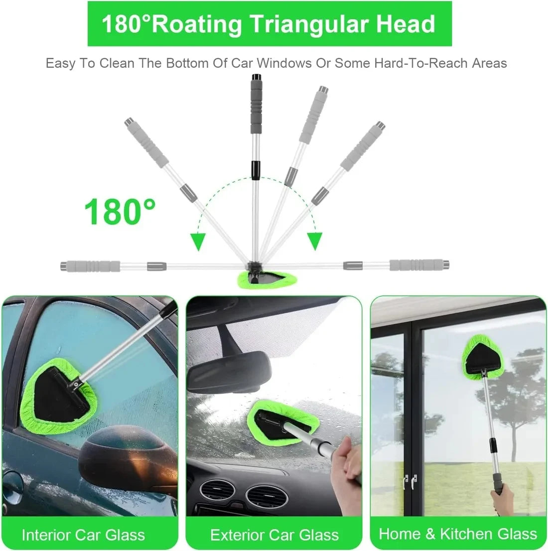9PCS Car Window Cleaner Kit Extendable Handle Windshield Cleaning Tool🪟