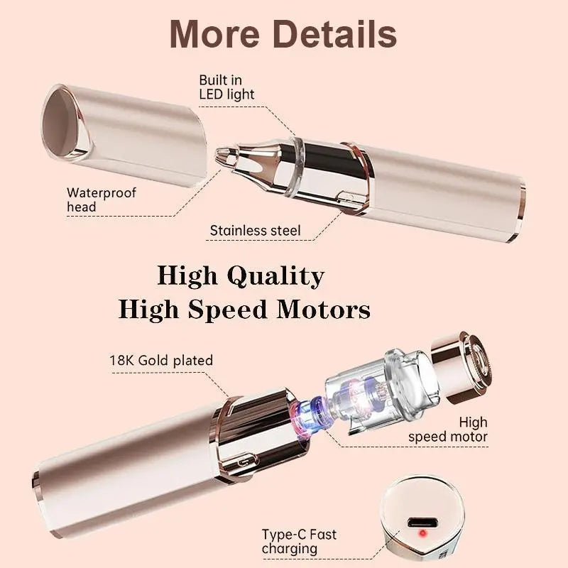 OANVA 2 in 1 facial & eyebrow hair trimmer for Women, Rechargeable Face Razor