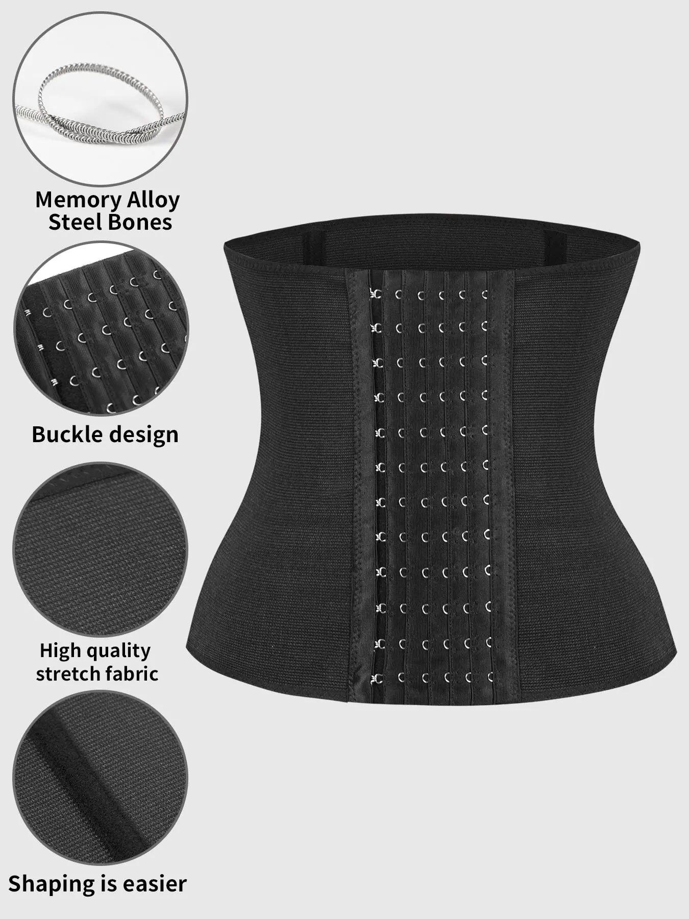 Women's Solid Color Hook & Eye Closure Waist Trainer, Adjustable Tummy Control Shaper🧘‍♀️