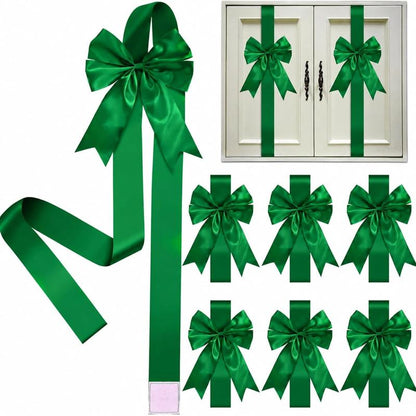 6 Pcs Red Christmas Cabinet Ribbons Bows for Kitchen Large Christmas Door Ribbon Cabinet Bows Locker 🎀🎄