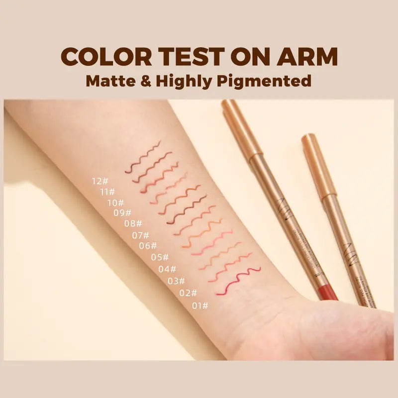 12 Pcs Matte Lip Liner Set with Sharpener, Blendable Lip Pencil💋