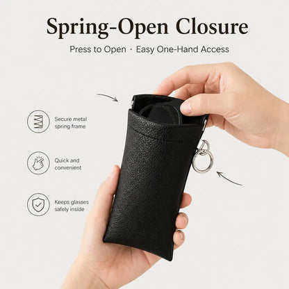 Soft PU Leather Sunglasses Pouch Elastic Opening Eyeglasses Bag🎒