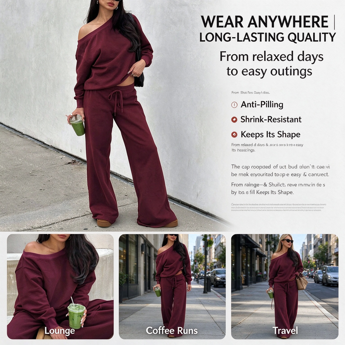 Women's Long Sleeve Jumper & Pants, 2 Piece Outfit Set, Fall Basic Sweatsuit Outfits, Clothes 🧥👖
