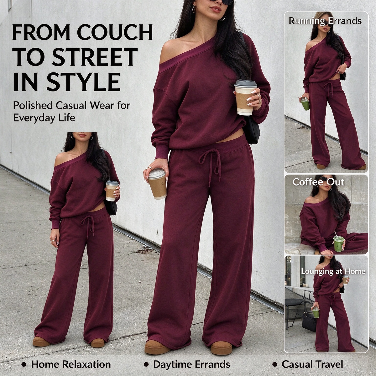 Women's Long Sleeve Jumper & Pants, 2 Piece Outfit Set, Fall Basic Sweatsuit Outfits, Clothes 🧥👖
