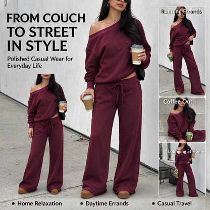 Women's Long Sleeve Jumper & Pants, 2 Piece Outfit Set, Fall Basic Sweatsuit Outfits, Clothes 🧥👖