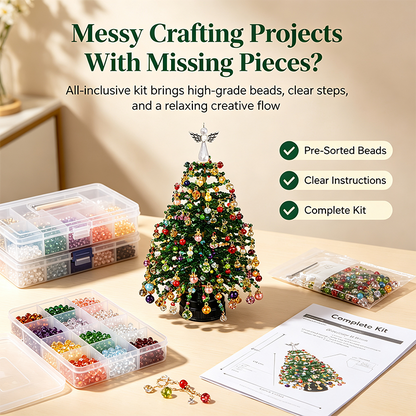 DIY Beaded Christmas Tree Kit, Hand‑Made Mini Crystal Bead Xmas Tree Craft Set🎄✨