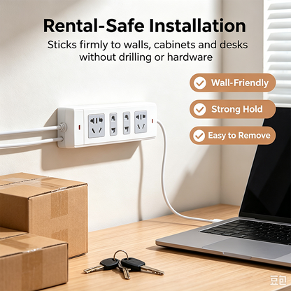 Adhesive Punch-Free Socket Holder, Self Adhesive Desktop Socket Fixer🔌🔒