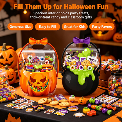 12/24/36/48/60 Pcs Halloween Plastic Goodie Bags, Trick or Treat Candy Bags🎃🍬