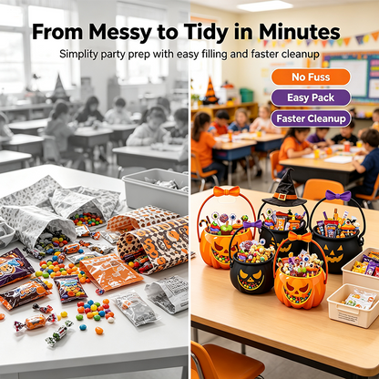 12/24/36/48/60 Pcs Halloween Plastic Goodie Bags, Trick or Treat Candy Bags🎃🍬