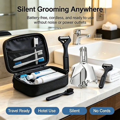 Manual Nose Hair Trimmer,Stainless Steel,Waterproof,No Battery Needed👃🧽
