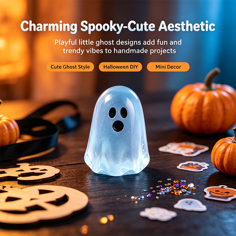 Glow In Dark Cute Ghost Resin Bead Set, Random Pattern Luminous Decorative Charms👻