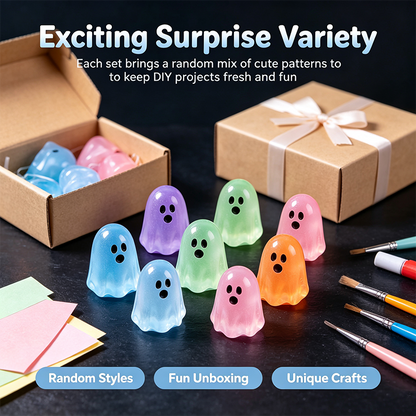 Glow In Dark Cute Ghost Resin Bead Set, Random Pattern Luminous Decorative Charms👻