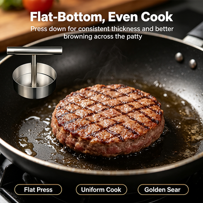 Steak Press Round Patty Mold | Food‑Grade 304 Stainless Steel Burger Patty Maker🍔🔥