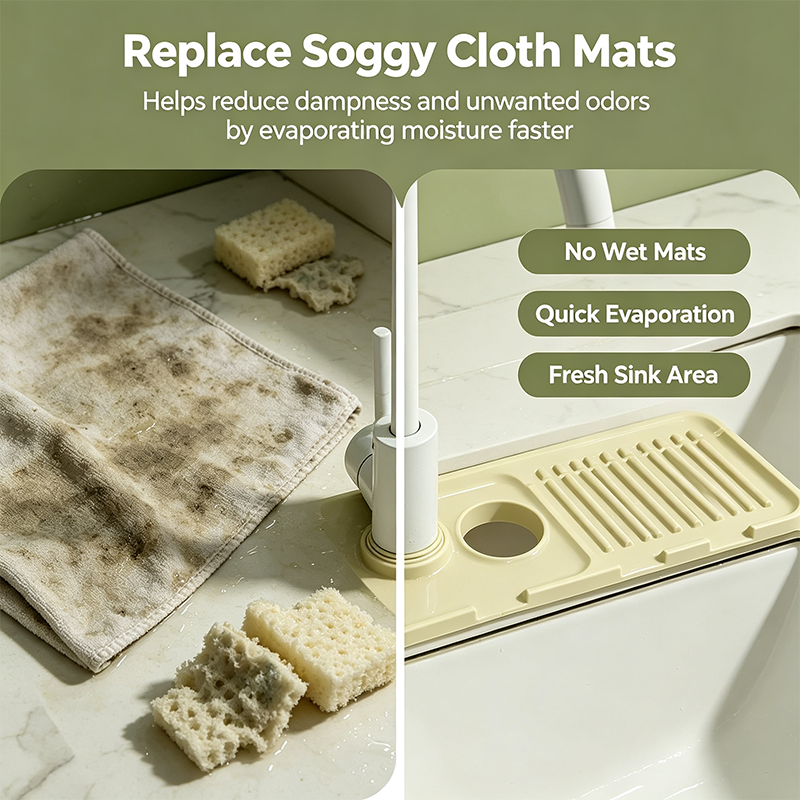 Tap Mat for Kitchen Sink, Splash Guard, Silicone Drying Mat, Quick Drying Stone Sink Tray🪨🌊